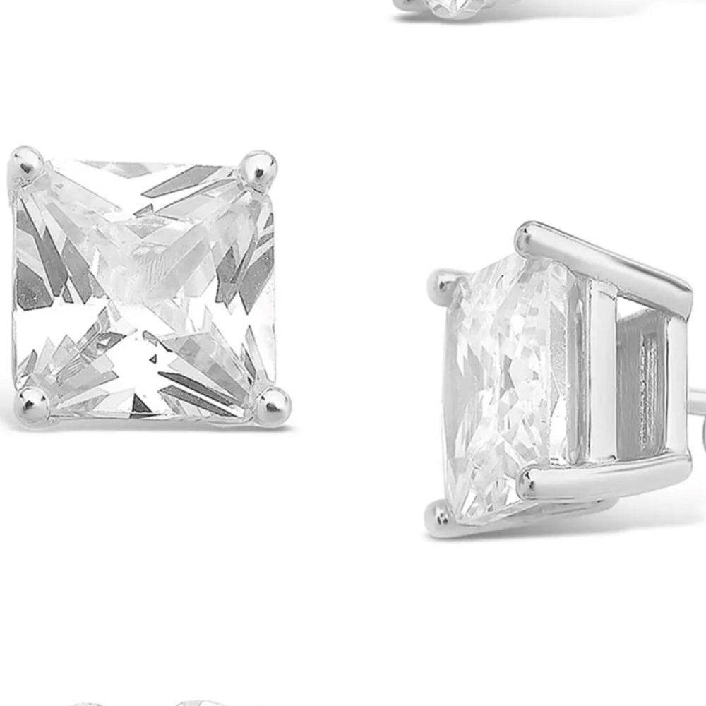 STERLING FOREVER Sterling Silver CZ square Stud Earrings